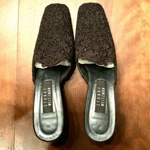 Stuart Weitzman Black Lace Mules 8.5